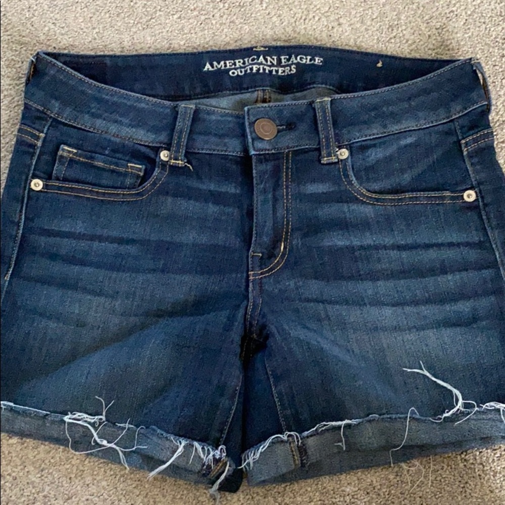 Super Stretch AE denim shorts.